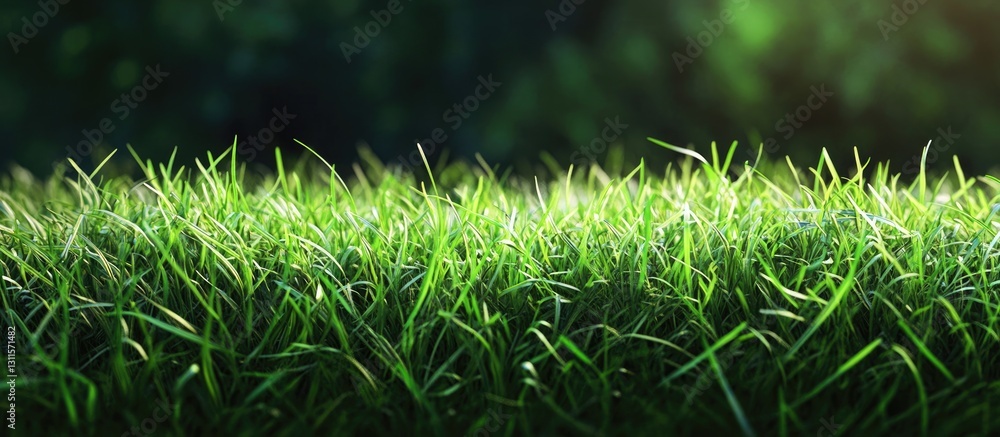Aufkleber lush green grass field with vibrant blades illuminated by sunlight creating a serene summer backdrop