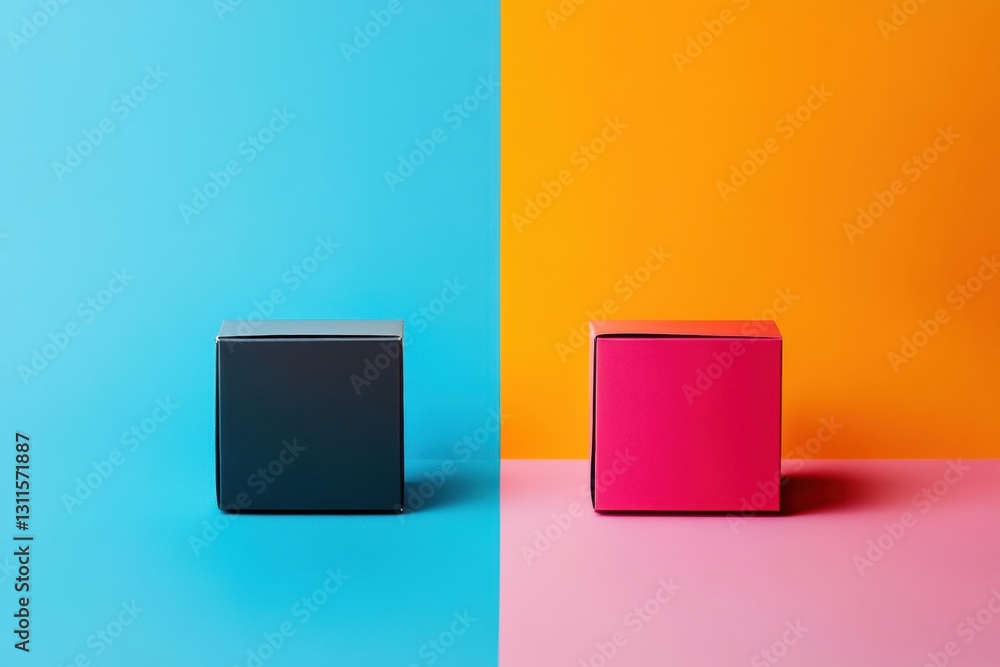 Poster visual transformation showcasing old packaging on the left and new vibrant branding on the right in 