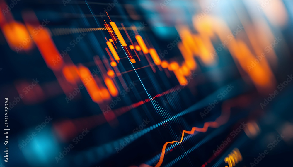 Poster a close-up of a stock market chart with fibonacci retracement levels -