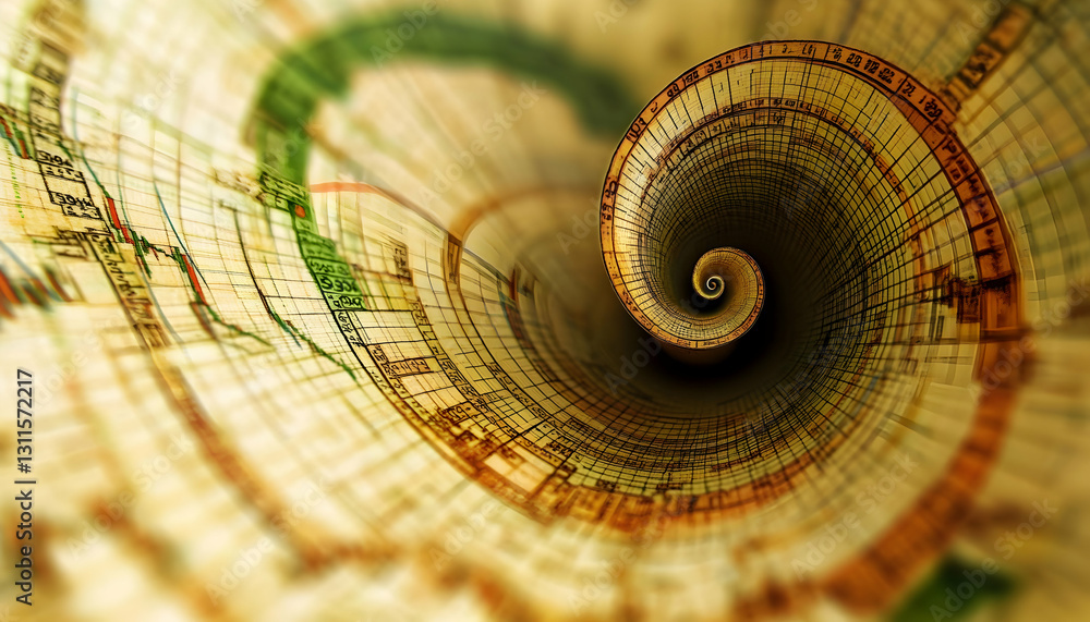 Poster a close-up of a stock market chart with fibonacci retracement levels -