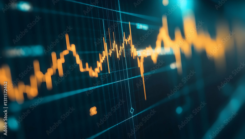Poster a close-up of a stock market chart with fibonacci retracement levels -