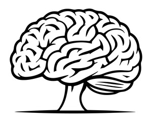 human brain vector illustration outline shape