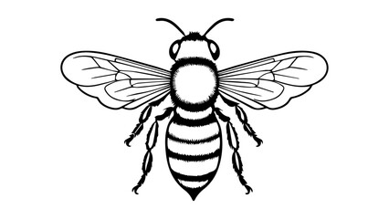 black and white bee vector illustration