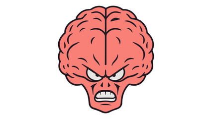 angry brain simple cartoon vector illustration