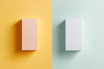 Fototapeta premium Visual rebranding showing a transition from dull packaging to vibrant new design in professional studio lighting