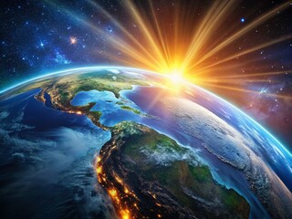 Stunning Long Exposure: Earth & Sun from Space - Realistic 3D Render