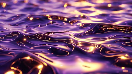 purple swimming pool water flowing like oil on gold flowing like water, in the style of light purple and golden 