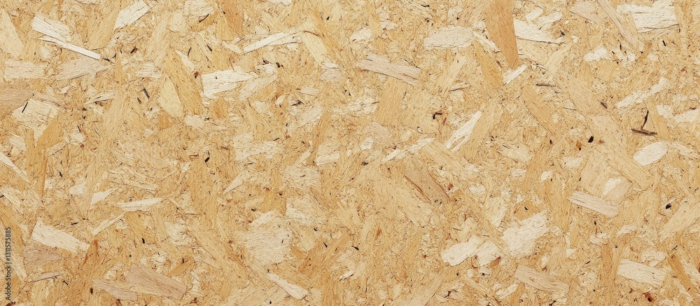 Poster light beige oriented strand board with a textured chipboard surface and subtle black specks, ideal f
