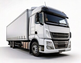 White Truck Car Mockup with White Background