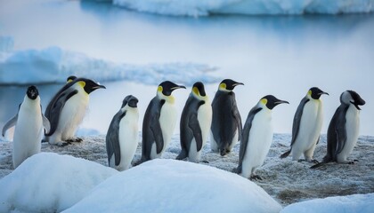 Fototapeta premium Penguins in the Freezing Landscape Wildlife Photography Cold Environment