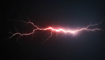 A Dramatic Crack Of Lightning Splitting The Dark Night Sky, A Vibrant Surge Of Energy Against A Deep Black Background
