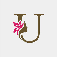 U Letter Minimalist Women Beauty Spa Logo Design