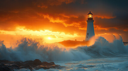 Stormy Sunrise at Lighthouse