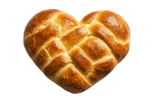 Heart shaped bread on transparent background