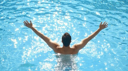 Dynamic Splash of Water in Shallow Pool on a Bright Sunny Day