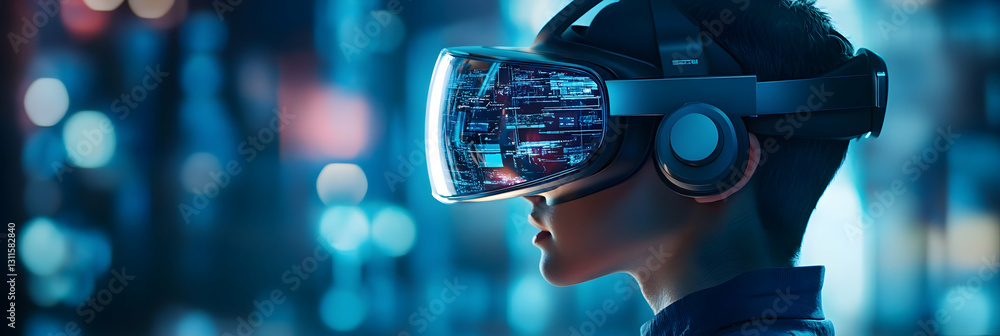 Poster a futuristic ai-powered virtual reality language learning platform -