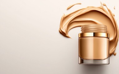 High-Quality Cream Foundation Jar with Smooth Texture Against Light Background