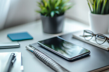 책상 위에 놓여있는 핸드폰