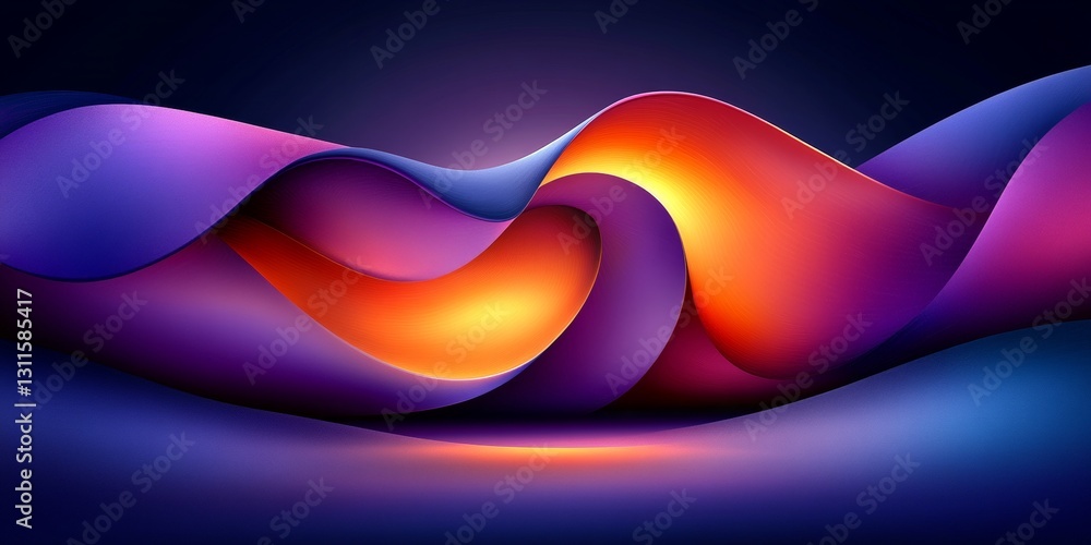 Poster abstract glowing flowing streamers, a vector design with smooth transitions and vivid color scheme