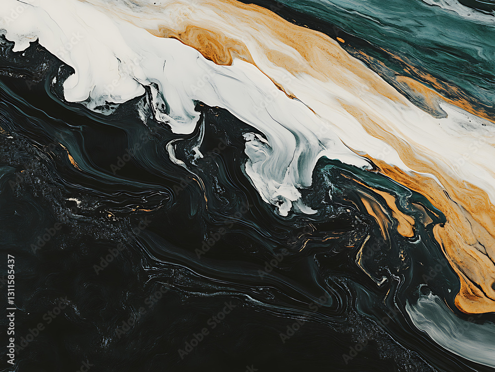 Poster dynamic abstract waves of color artistic expression digital art vibrant environment aerial view flui