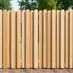 Obraz premium AI generated Scandinavian-style light oak wooden fence with clean lines and a modern, minimal aesthetic