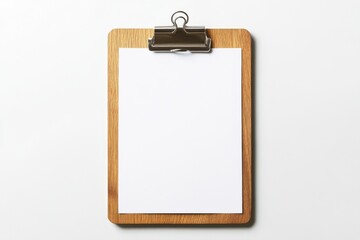 Blank White Sheet on Clean Wooden Clipboard for Note-taking and Writing