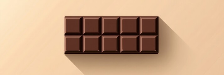 Fototapeta premium Minimalist flat chocolate bar design featuring rich brown tones against a clean background