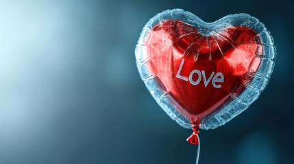 Heart-shaped love balloon romantic event indoor setting celebratory atmosphere close-up view concept of affection