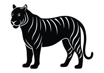 a silhouette tiger into white background