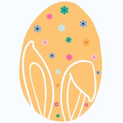 floral easter egg, hand drawn pastel color