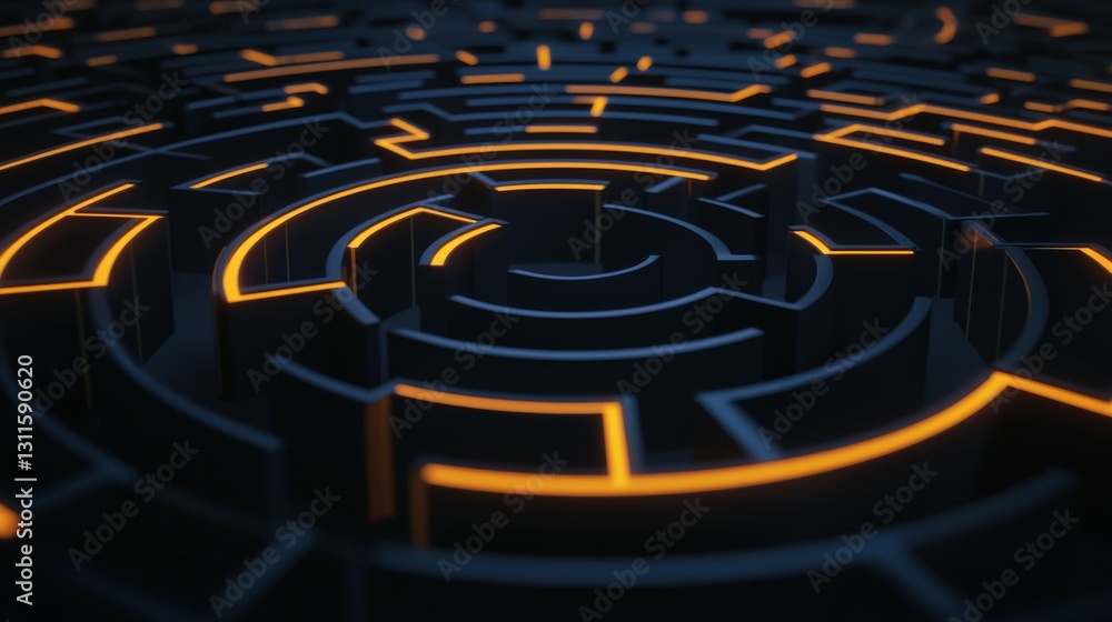Poster a labyrinth-like maze with glowing paths representing problem-solving journeys.