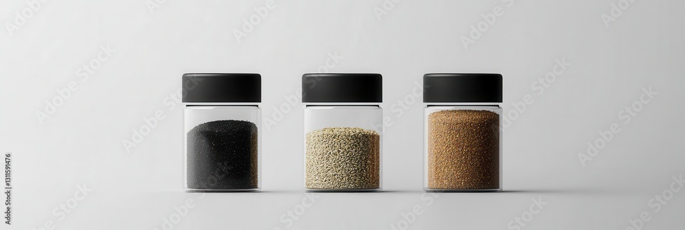 Poster elegant minimalist spice jar logo showcasing simple black and white design in a modern herbal brandi