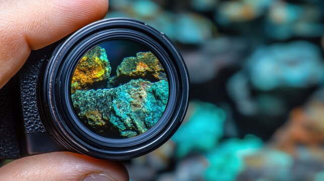 A polarizing filter checking the internal stress of a raw gemstone.