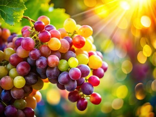 Sun-Drenched Juicy Grapes: Long Exposure Photography Stock Photo