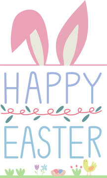 Happy Easter Graphic with Bunny Ears