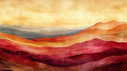 Serene sunset over rolling hills, showcasing vibrant orange and red hues in a tranquil landscape