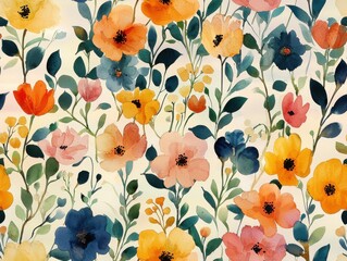 Graceful floral pattern design featuring a variety of beautifully illustrated flower styles Seamless Texture