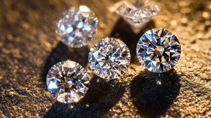 A set of diamonds placed under different light sources for brilliance testing.