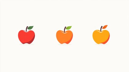 Fototapeta premium Three colorful apples on white background
