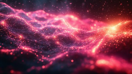 Obraz premium Stunning abstract waves of light in vibrant pink and purple hues, creating a mesmerizing and dynamic visual experience.