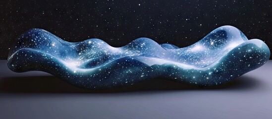 Cosmic waves blending deep blue and black hues with sparkling stars on a smooth, undulating surface representing the Milky Way in space.