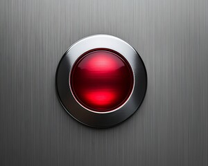 Red button on brushed metal