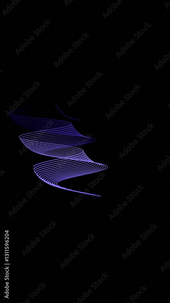 Poster A dynamic abstract design featuring glowing purple lines in a fluid spiral pattern, set against a black background, creating a modern and futuristic aesthetic.

