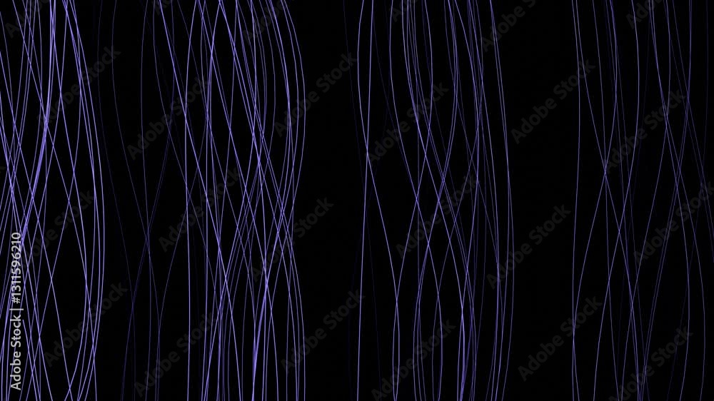 Leinwandbilder A dynamic abstract design featuring glowing purple lines in a fluid spiral pattern, set against a black background, creating a modern and futuristic aesthetic.

