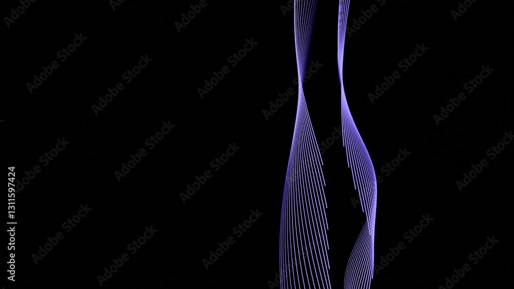 Poster A dynamic abstract design featuring glowing purple lines in a fluid spiral pattern, set against a black background, creating a modern and futuristic aesthetic.

