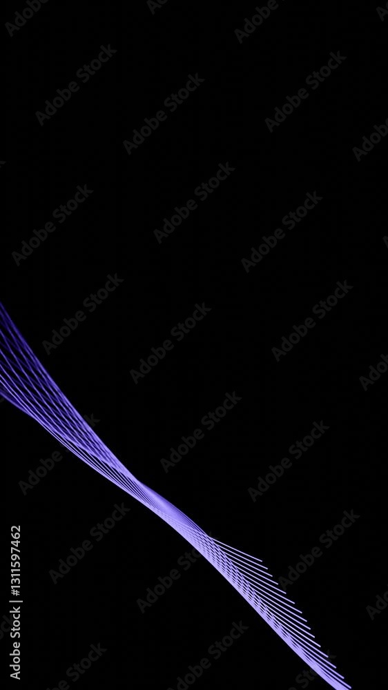 Poster A dynamic abstract design featuring glowing purple lines in a fluid spiral pattern, set against a black background, creating a modern and futuristic aesthetic.

