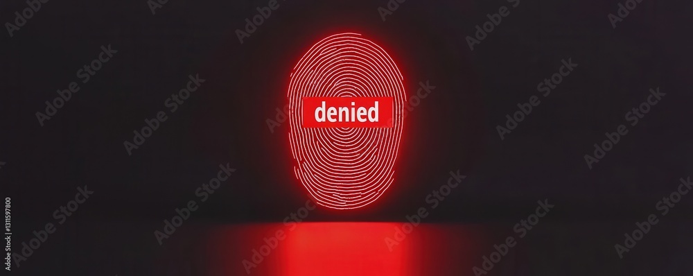 Poster law restriction policy concept. red fingerprint graphic with 