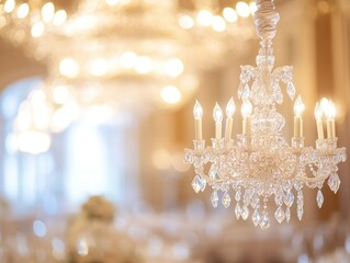 Crystal Chandelier Wedding Reception Hall