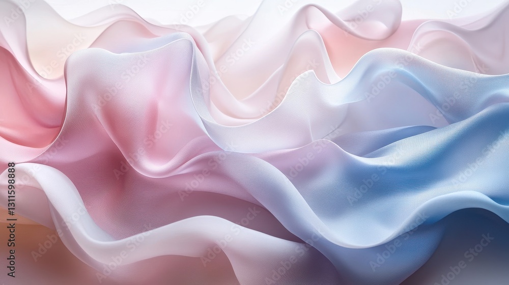 Aufkleber Beautiful flowing fabric in shades of pink and orange creating a smooth and calming texture at sunrise