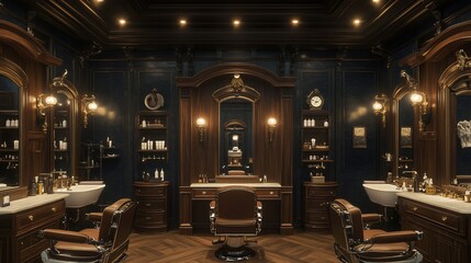 Luxurious vintage barbershop interior